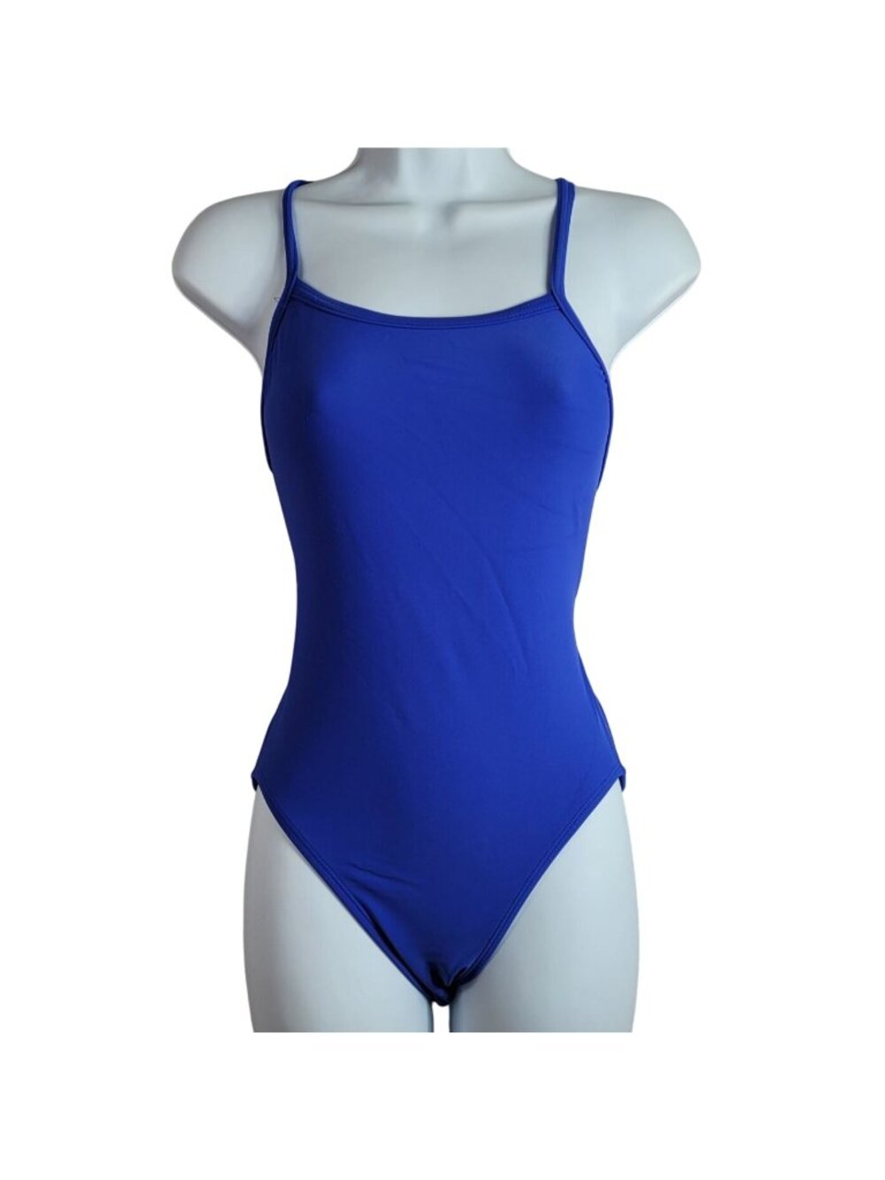 Dolfin Women One Piece Swimsuit Blue Size 32 Solid Bathing Suit Competition READ